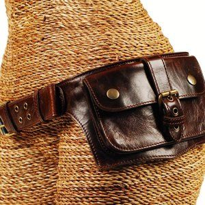 Hipstirr Hobo Belt Bag, Brown/Brass, Size L